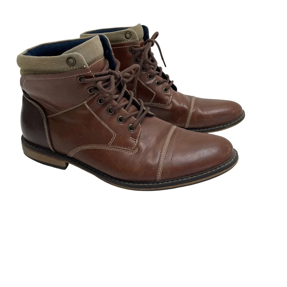 Mountain Creek Mens Brown Faux Leather Cap Toe Lace Up Combat Chukka Boots 9.5 M